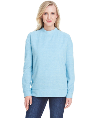 J America 8428 Women's Weekend Terry Mock Crew in Columbia blue