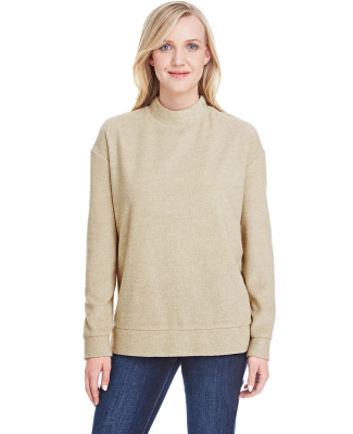J America 8428 Women's Weekend Terry Mock Crew in Natural