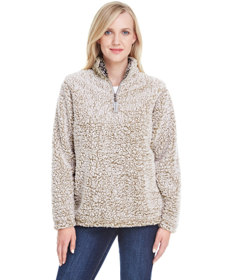 J America 8451 Women's Epic Sherpa Quarter-Zip in Oatmeal heather