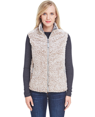 J America 8456 Women's Epic Sherpa Vest in Oatmeal heather