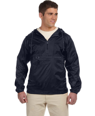 Harriton M750 Adult Packable Nylon Jacket in Navy