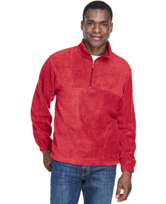 Harriton M980 Adult 8 oz. Quarter-Zip Fleece Pullo in Red