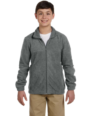 Harriton M990Y Youth 8 oz. Full-Zip Fleece in Charcoal