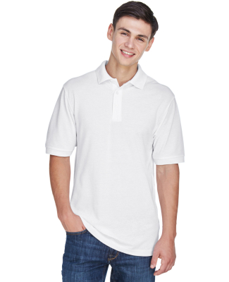 Harriton M265 Men's 5.6 oz. Easy Blend™ Polo in White