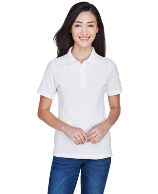 Harriton M265W Ladies' 5.6 oz. Easy Blend™ Polo in White