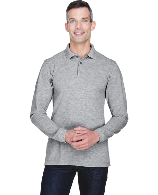 Harriton M265L Men's 5.6 oz. Easy Blend™ Long-Sl in Grey heather