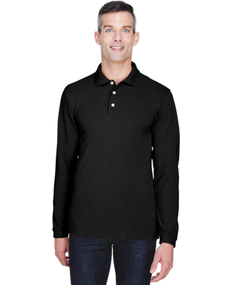 Harriton M265L Men's 5.6 oz. Easy Blend™ Long-Sl in Black