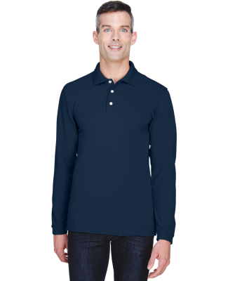 Harriton M265L Men's 5.6 oz. Easy Blend™ Long-Sl in Navy