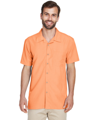Harriton M560 Men's Barbados Textured Camp Shirt in Nectarine