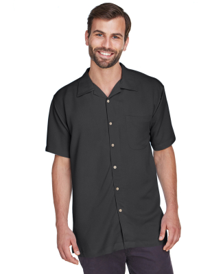 Harriton M570 Men's Bahama Cord Camp Shirt in Black
