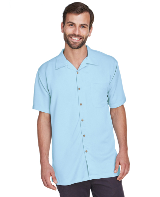 Harriton M570 Men's Bahama Cord Camp Shirt in Cloud Blue