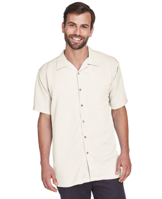Harriton M570 Men's Bahama Cord Camp Shirt in Cream