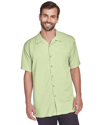Harriton M570 Men's Bahama Cord Camp Shirt in Green mist