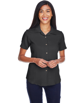 Harriton M570W Ladies' Bahama Cord Camp Shirt in Black