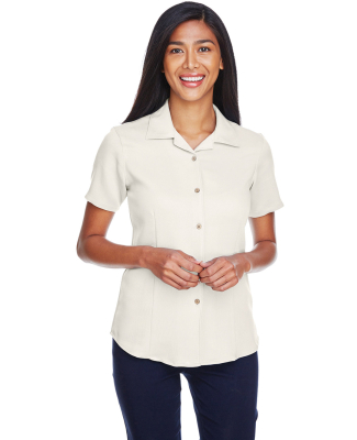 Harriton M570W Ladies' Bahama Cord Camp Shirt in Cream
