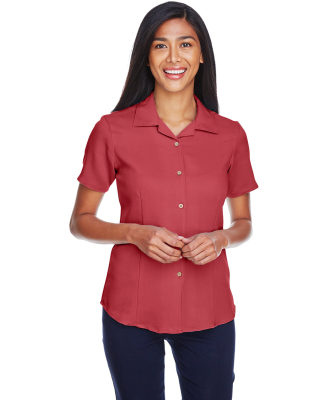 Harriton M570W Ladies' Bahama Cord Camp Shirt in Tile red