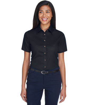 Harriton M500SW Ladies' Easy Blend™ Short-Sleeve in Black