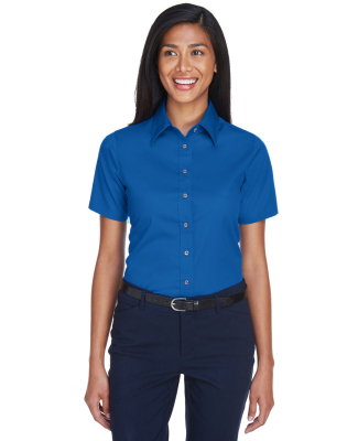Harriton M500SW Ladies' Easy Blend™ Short-Sleeve in French blue