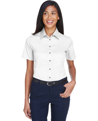 Harriton M500SW Ladies' Easy Blend™ Short-Sleeve in White