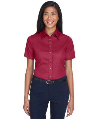 Harriton M500SW Ladies' Easy Blend™ Short-Sleeve in Wine