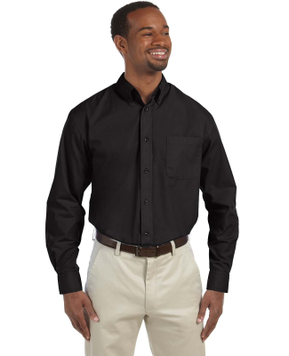 Harriton M510 Men's 3.1 oz. Essential Poplin in Black