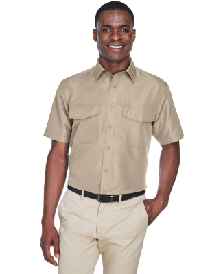 Harriton M580 Men's Key West Short-Sleeve Performa in Khaki