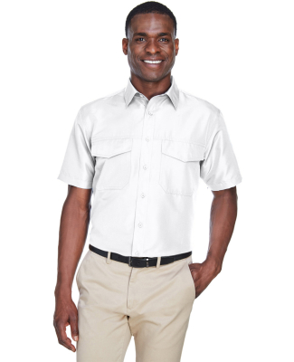 Harriton M580 Men's Key West Short-Sleeve Performa in White