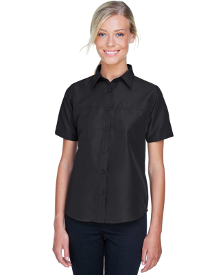 Harriton M580W Ladies' Key West Short-Sleeve Perfo in Black