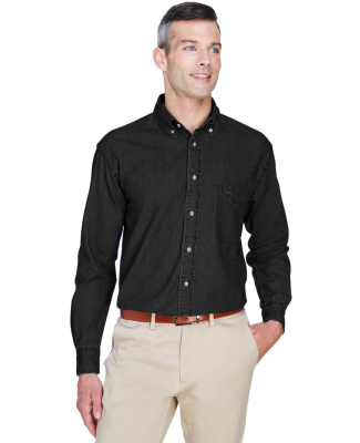 Harriton M550T Men's Tall 6.5 oz. Long-Sleeve Deni in Washed black