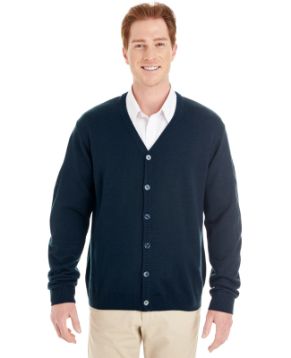Harriton M425 Men's Pilbloc™ V-Neck Button Cardi in Dark navy