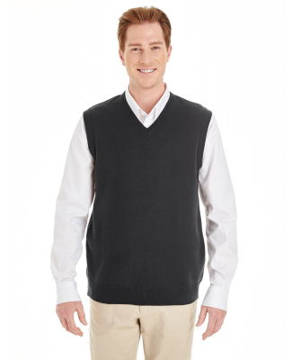 Harriton M415 Men's Pilbloc™ V-Neck Sweater Vest in Black