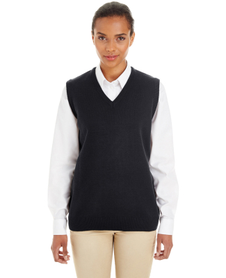 Harriton M415W Ladies' Pilbloc™ V-Neck Sweater V in Black