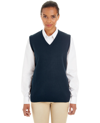 Harriton M415W Ladies' Pilbloc™ V-Neck Sweater V in Dark navy