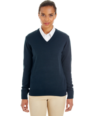 Harriton M420W Ladies' Pilbloc™ V-Neck Sweater in Dark navy