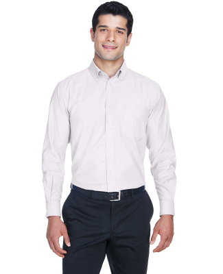 Harriton M600 Men's Long-Sleeve Oxford with Stain- in White