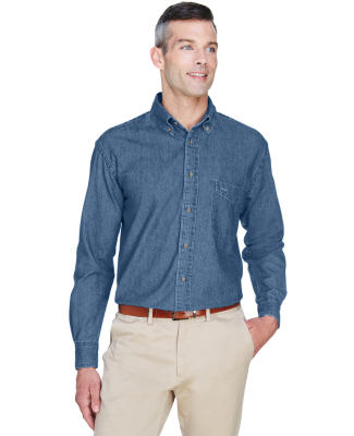 Harriton M550 Men's 6.5 oz. Long-Sleeve Denim Shir in Light denim