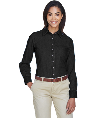 Harriton M550W Ladies' 6.5 oz. Long-Sleeve Denim S in Washed black