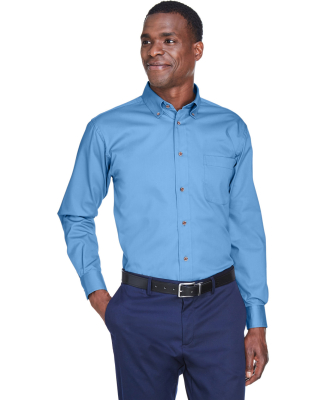 Harriton M500 Men's Easy Blend™ Long-Sleeve Twil in Light college blue