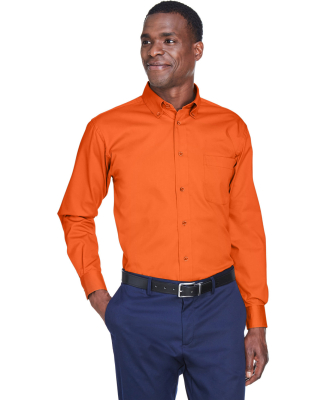 Harriton M500 Men's Easy Blend™ Long-Sleeve Twil in Team orange
