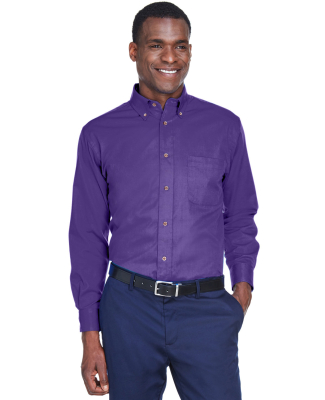 Harriton M500 Men's Easy Blend™ Long-Sleeve Twil in Team purple
