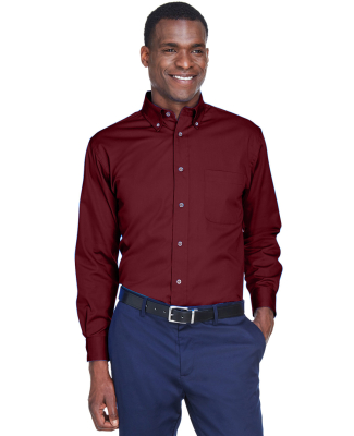 Harriton M500 Men's Easy Blend™ Long-Sleeve Twil in Wine