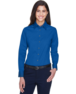 Harriton M500W Ladies' Easy Blend™ Long-Sleeve T in French blue