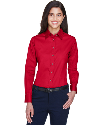 Harriton M500W Ladies' Easy Blend™ Long-Sleeve T in Red