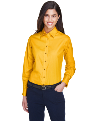 Harriton M500W Ladies' Easy Blend™ Long-Sleeve T in Sunray yellow