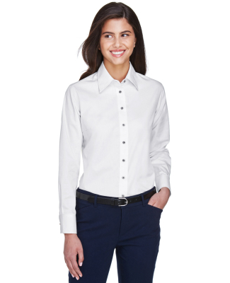 Harriton M500W Ladies' Easy Blend™ Long-Sleeve T in White