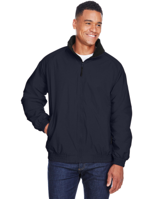 Harriton M740 Adult Fleece-Lined Nylon Jacket in Navy/ black
