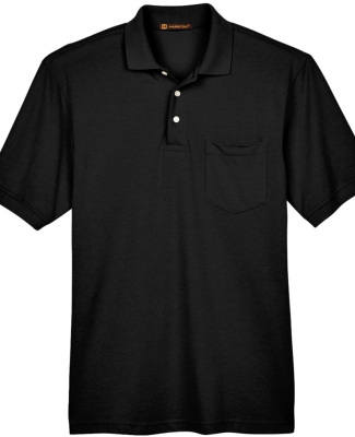 Harriton M265P Men's 5.6 oz. Easy Blend™ Polo wi in Black