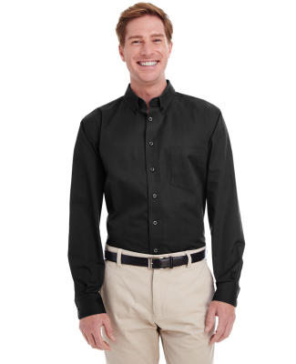 Harriton M581 Men's Foundation 100% Cotton Long-Sl in Black