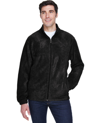 Harriton M990T Men's Tall 8 oz. Full-Zip Fleece in Black