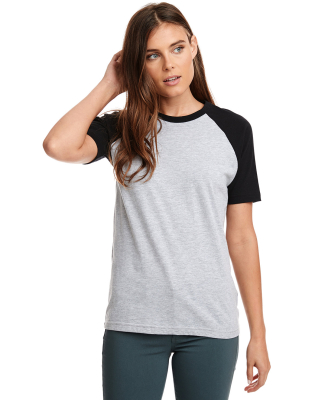Next Level Apparel 3650 Unisex Raglan Short Sleeve in Black/ heather grey